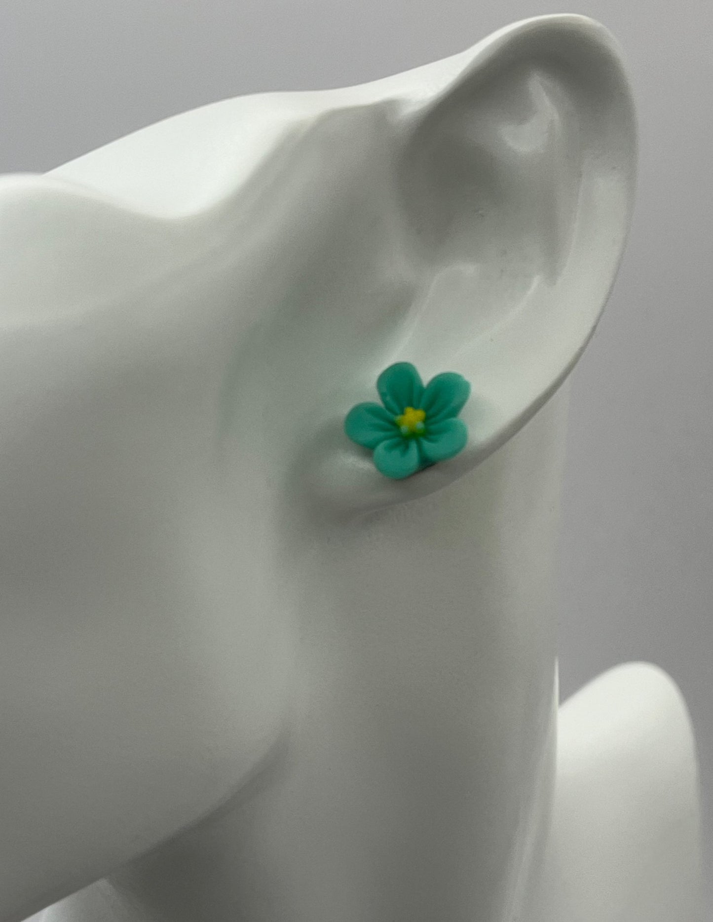 Single Pair Teal Flower Studs