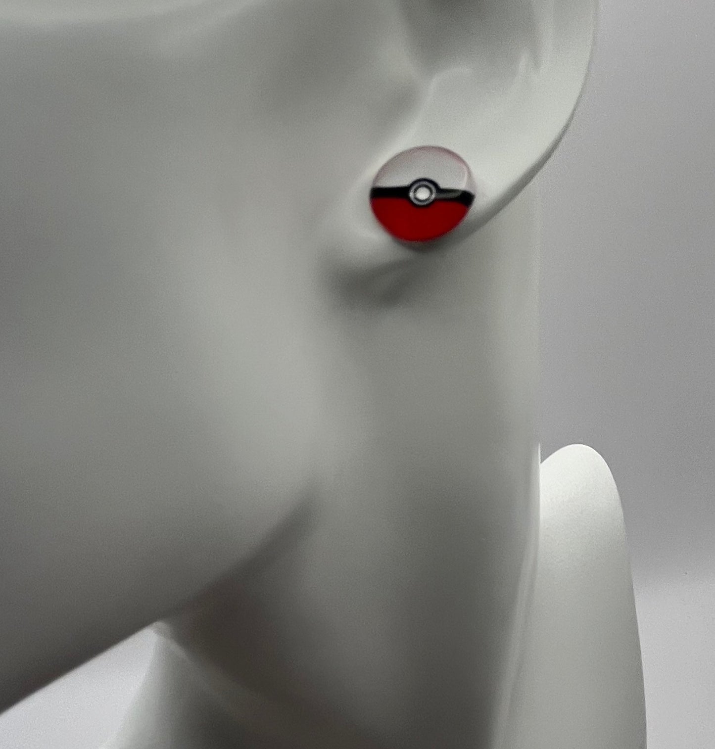 Single Pair Red and White Ball Studs