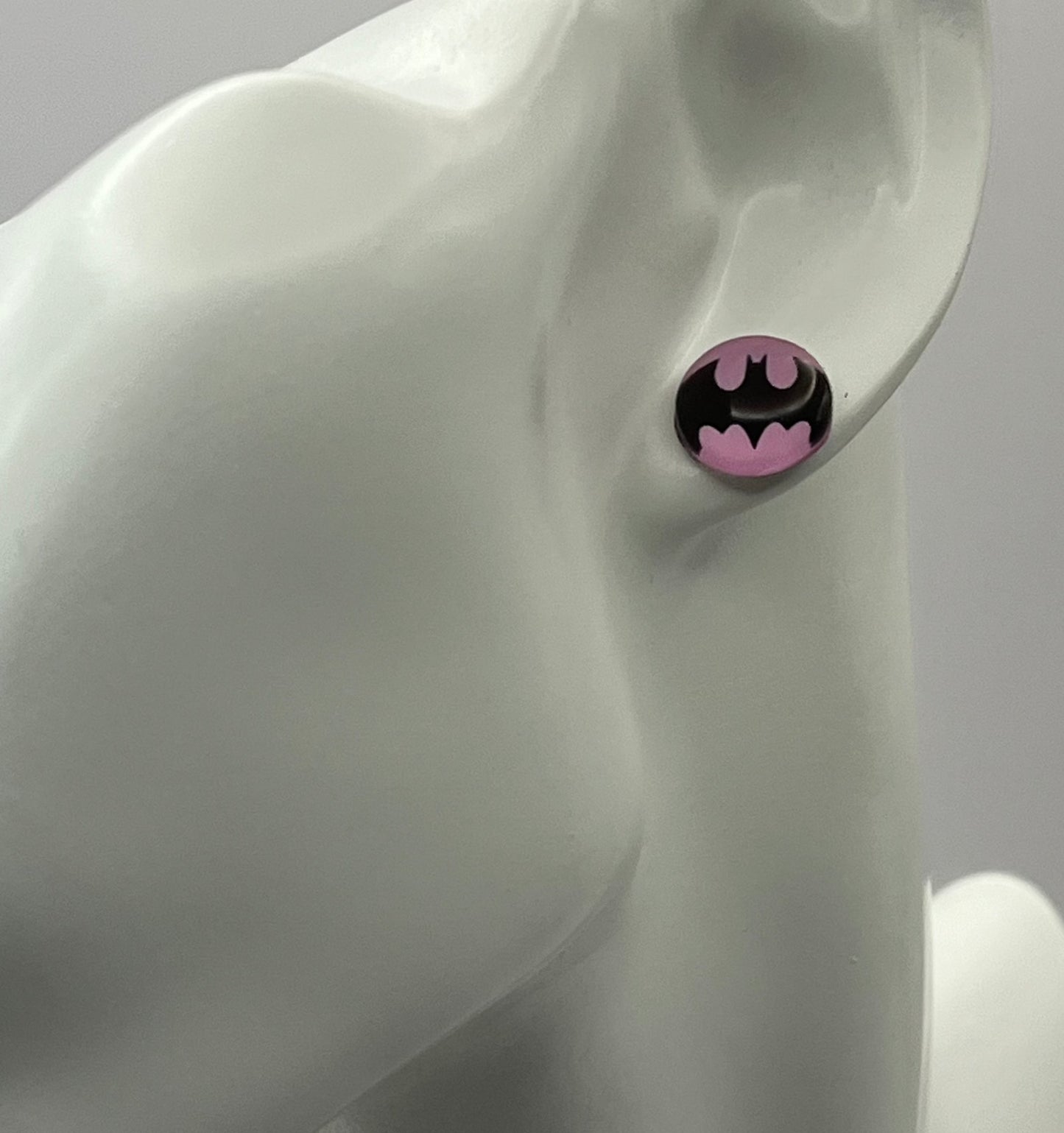 Single Pair Pink Bat Studs