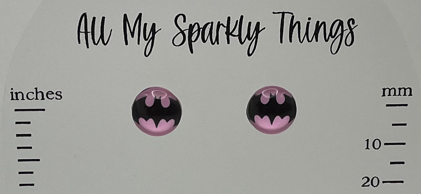 Single Pair Pink Bat Studs