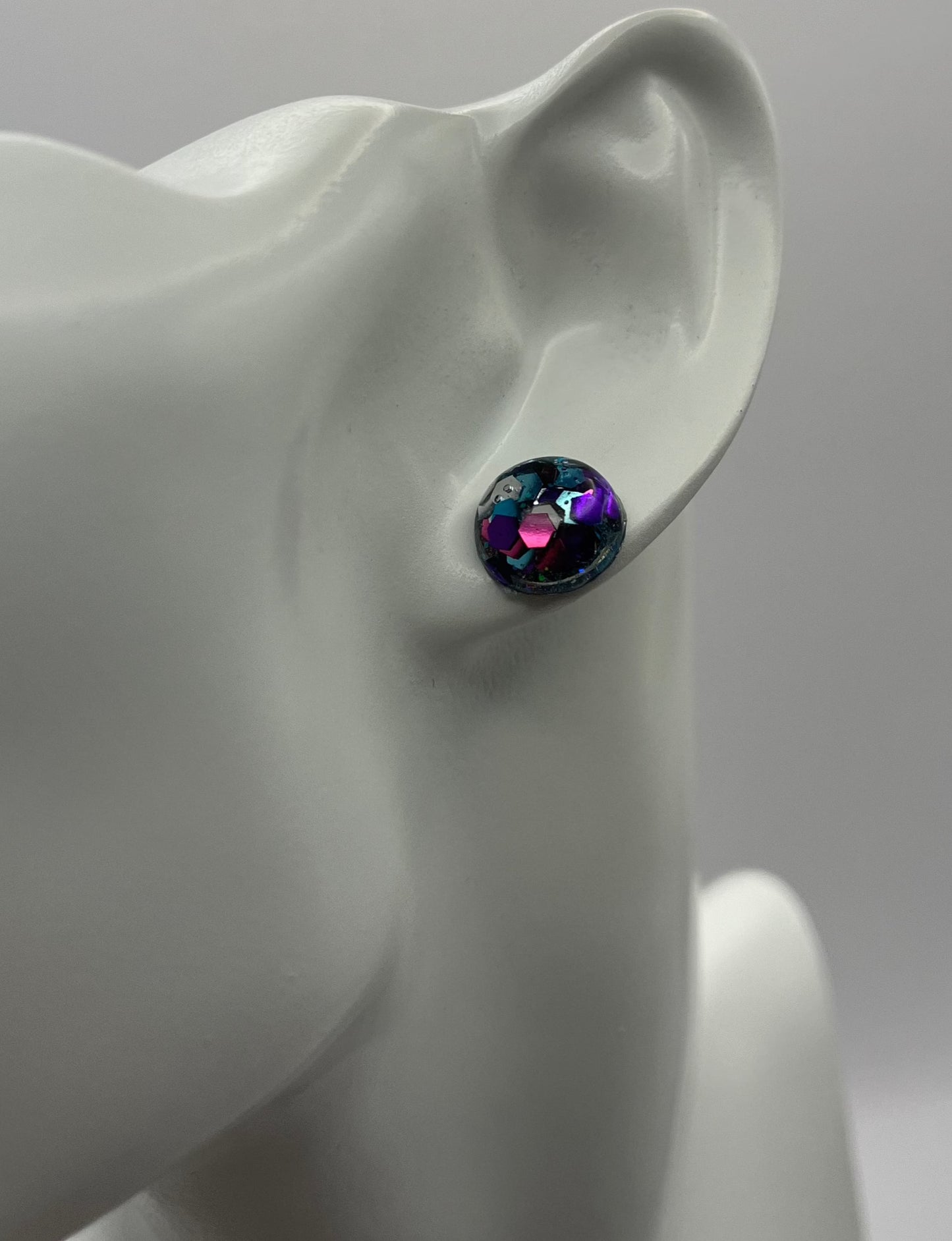 Single pair Pink, Purple, Blue, and Silver Studs
