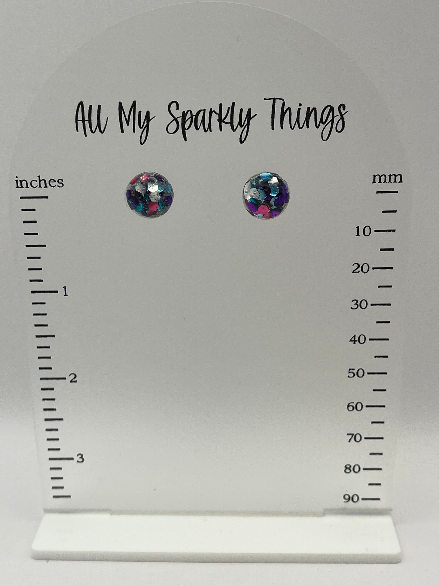 Single pair Pink, Purple, Blue, and Silver Studs