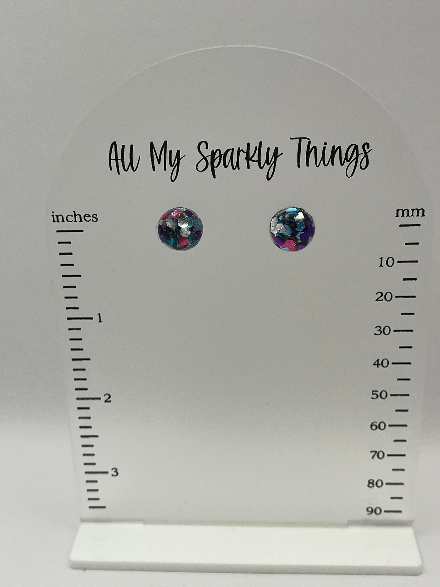 Single pair Pink, Purple, Blue, and Silver Studs