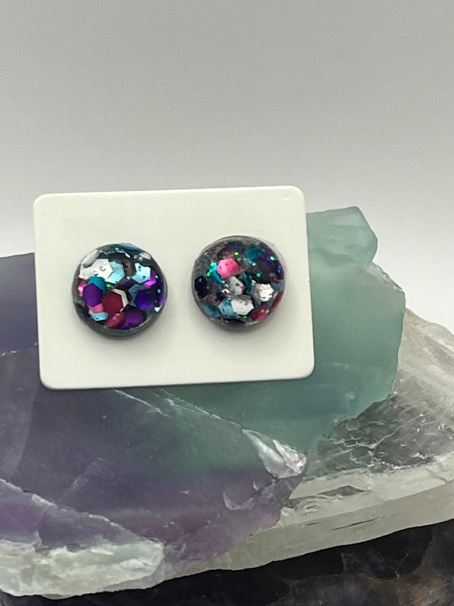 Single pair Pink, Purple, Blue, and Silver Studs
