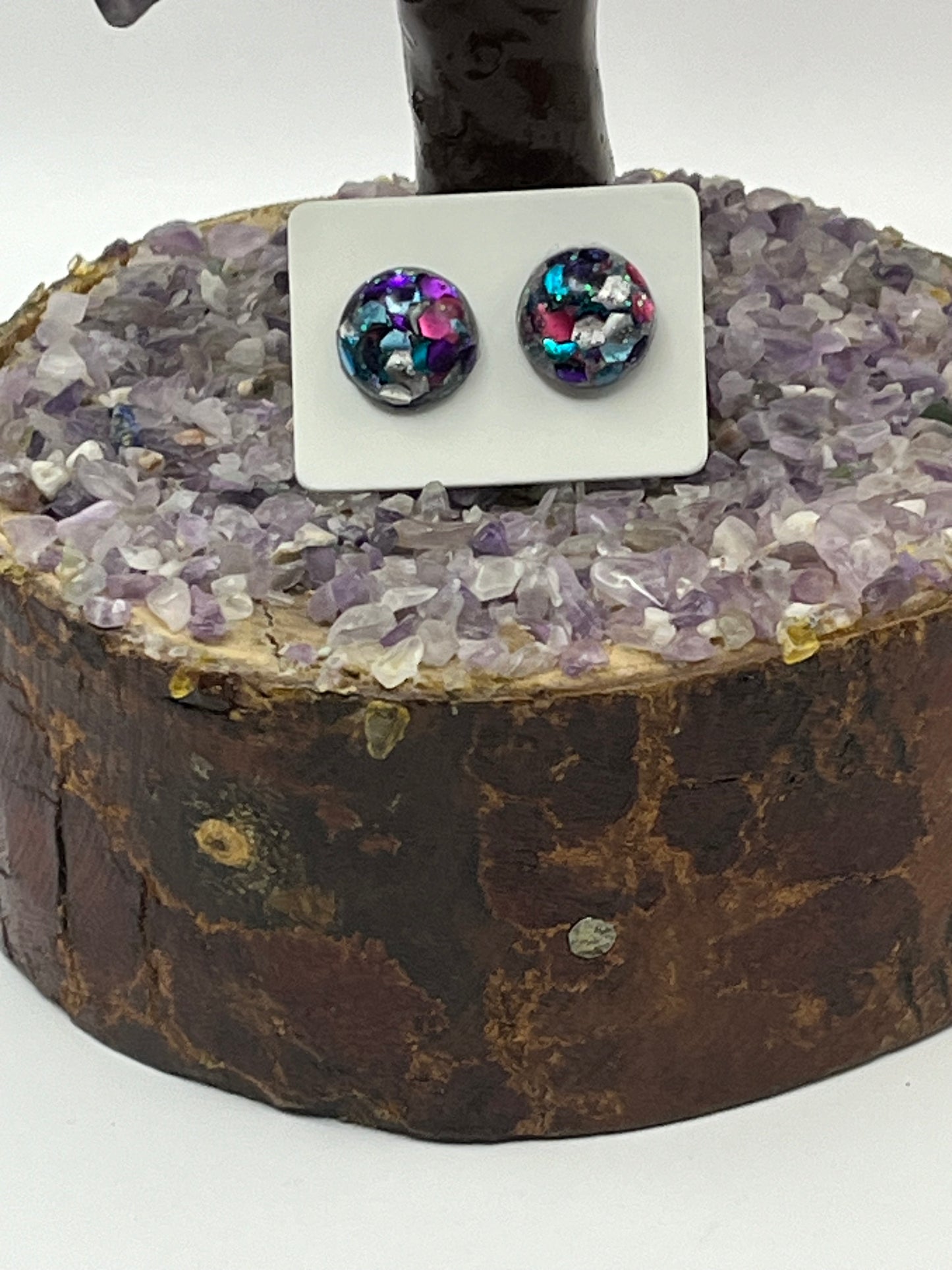 Single pair Pink, Purple, Blue, and Silver Studs