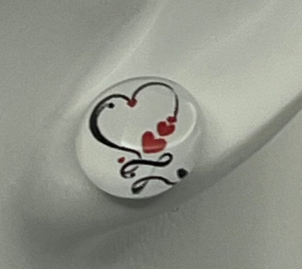 Single Pair Black Heart with Red Heart Studs