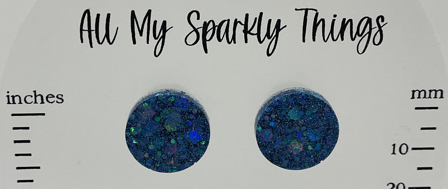 Large 18 mm Studs Blue Holographic