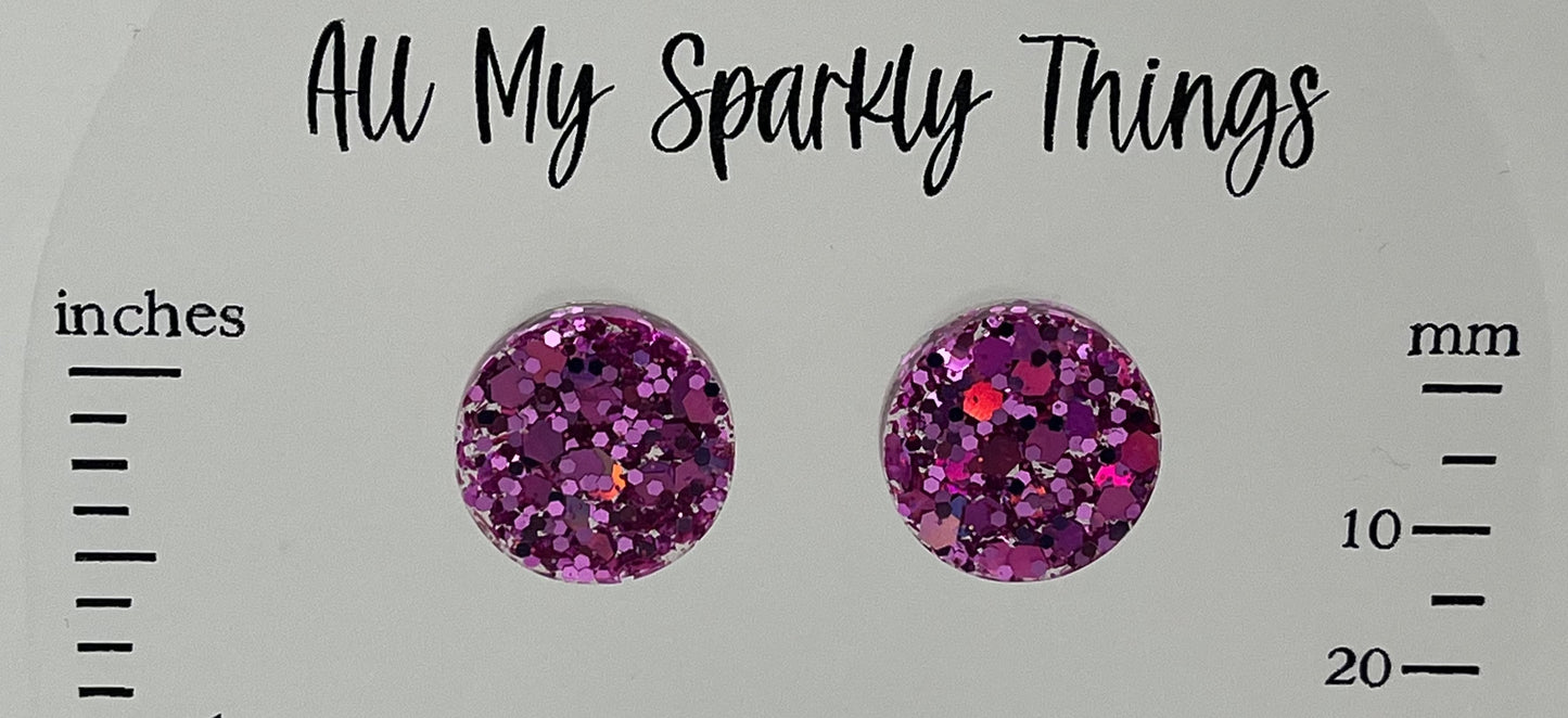 Large 18 mm Studs Pink Holographic