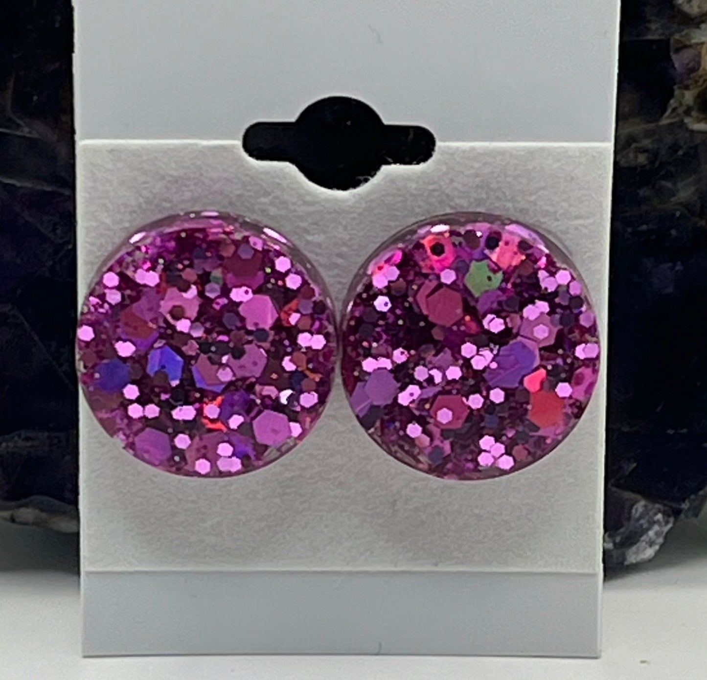 Large 18 mm Studs Pink Holographic