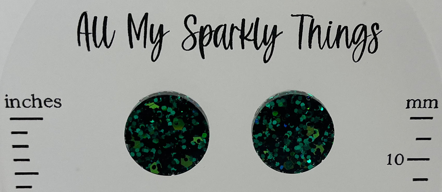 Large 18 mm Studs Black with Green