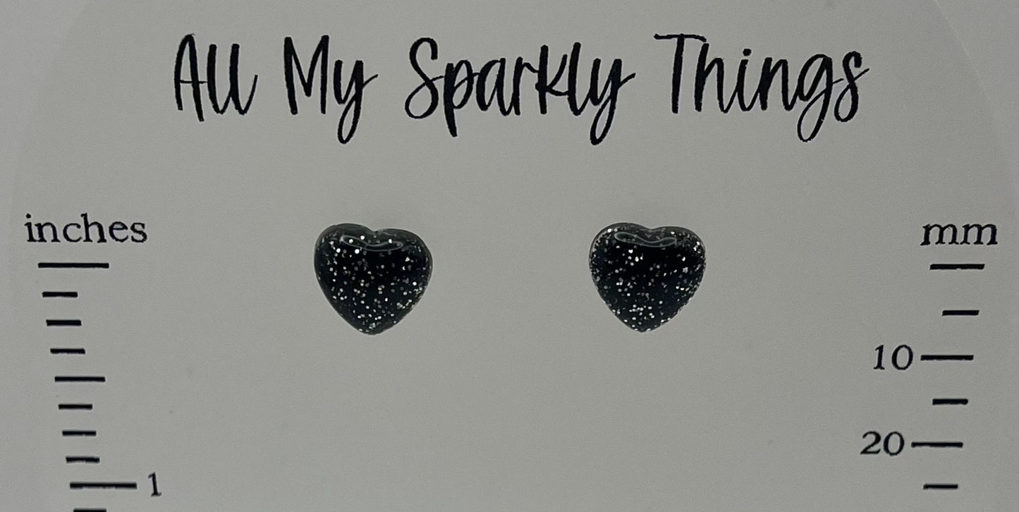 3 Pair Pack, Hearts Teal, Silver, and Black
