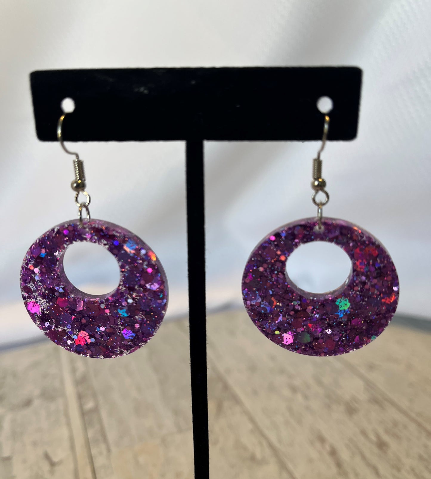 Medium Hoop Earrings Pinkish Purple