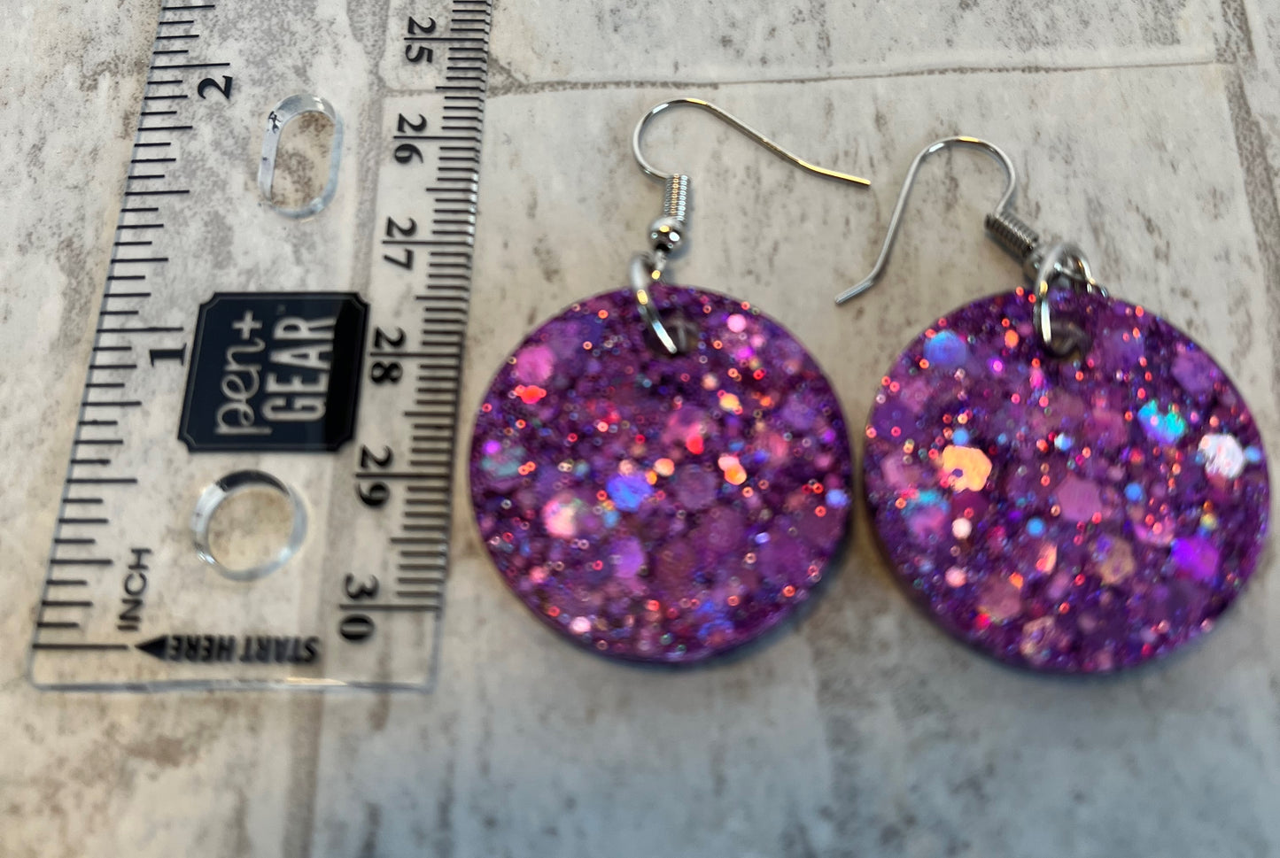 Medium Circle Earrings Pinkish-Purple