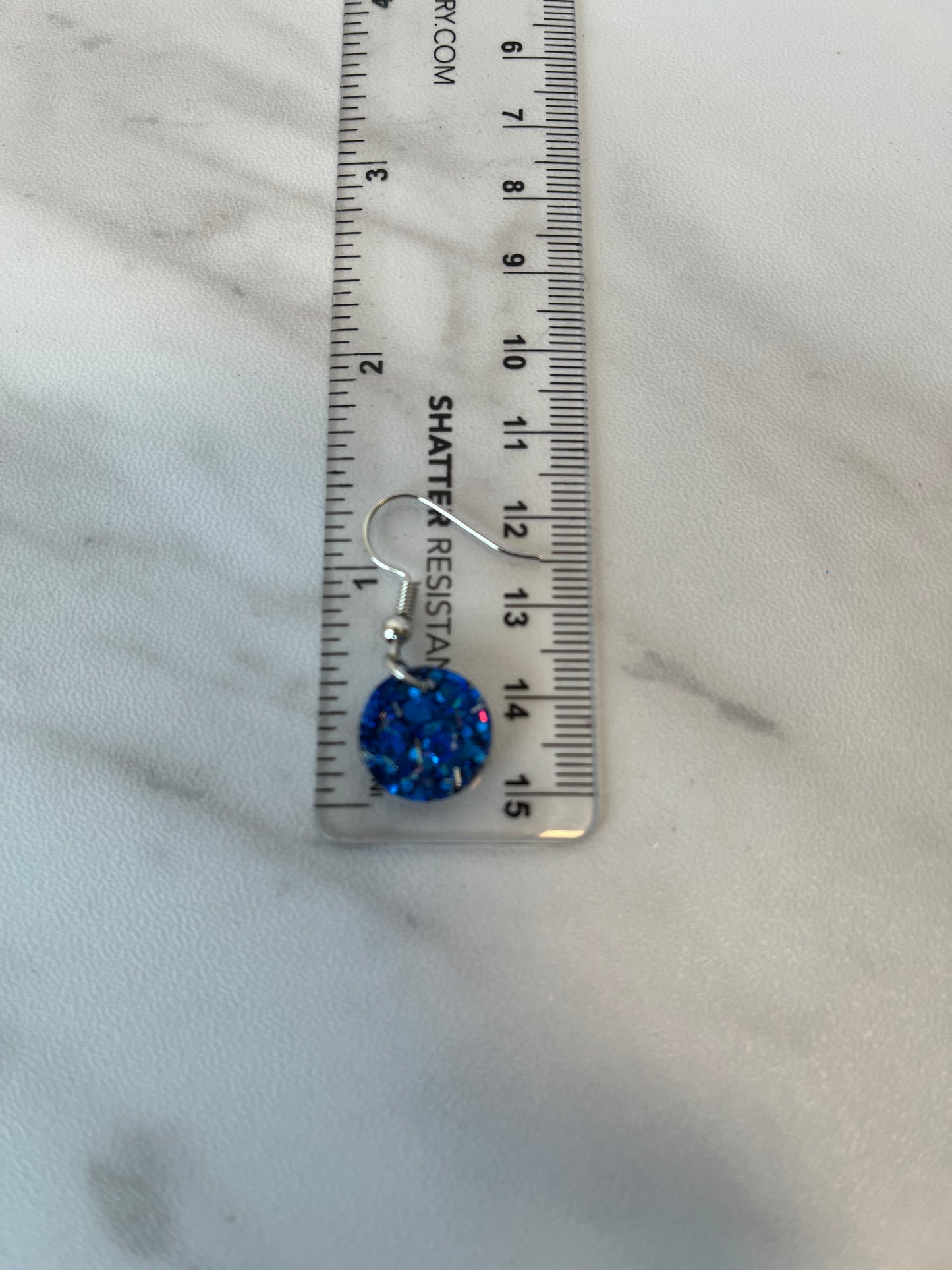 Small Circle Earrings Royal Blue w/ Silver