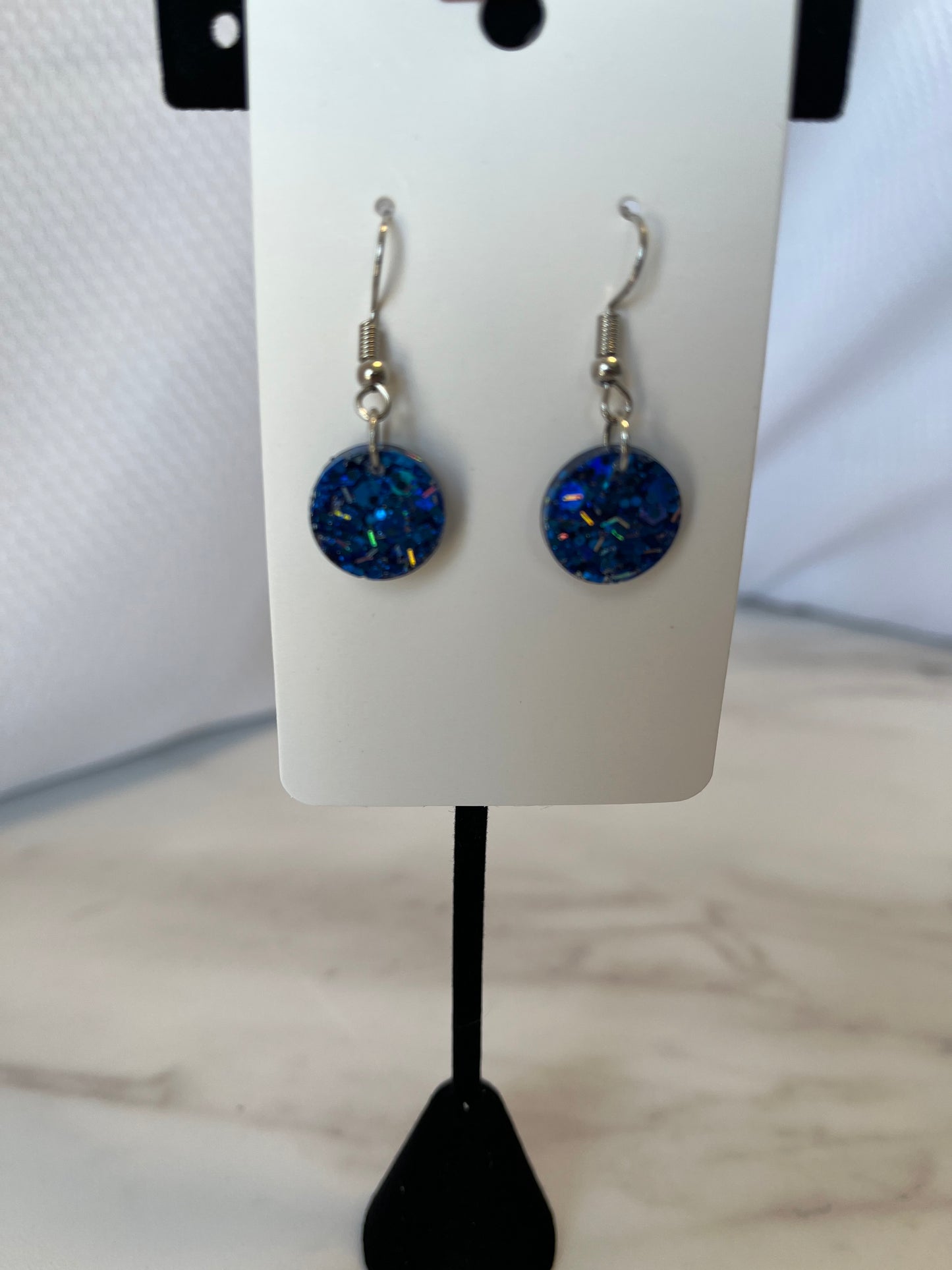 Small Circle Earrings Royal Blue w/ Silver