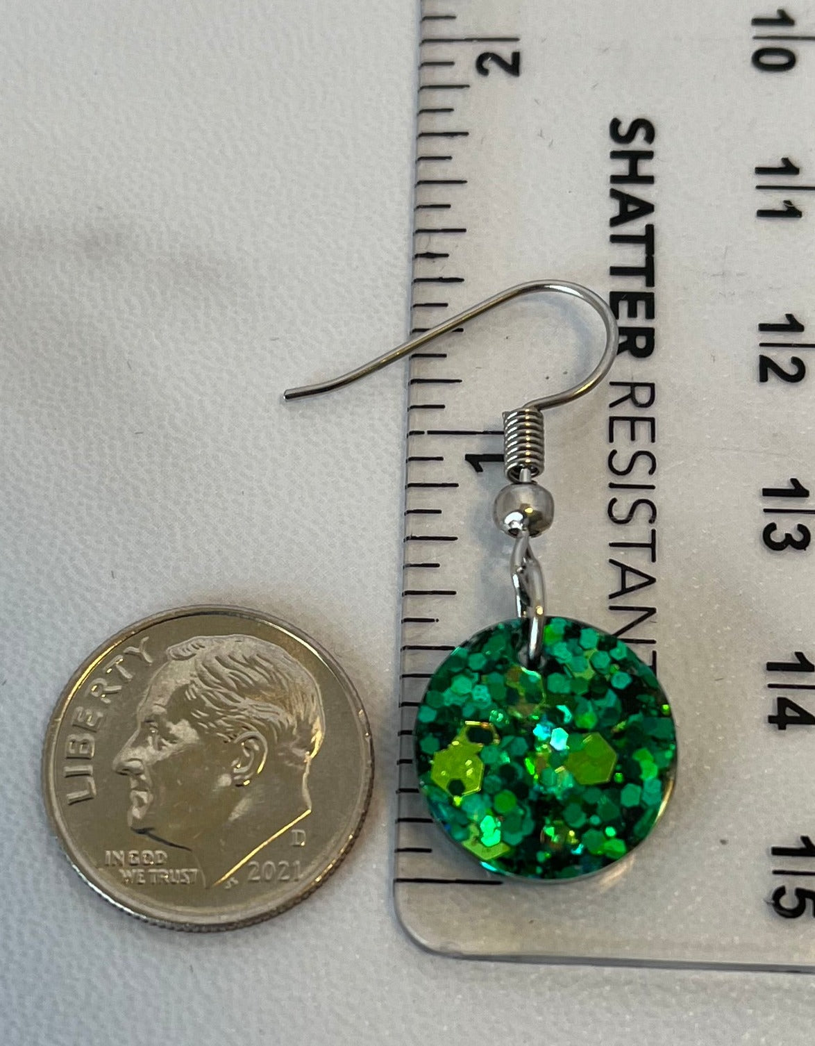 Small Circle Earrings Light and Dark Green