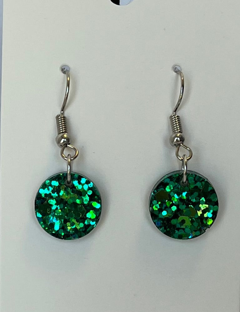 Small Circle Earrings Light and Dark Green