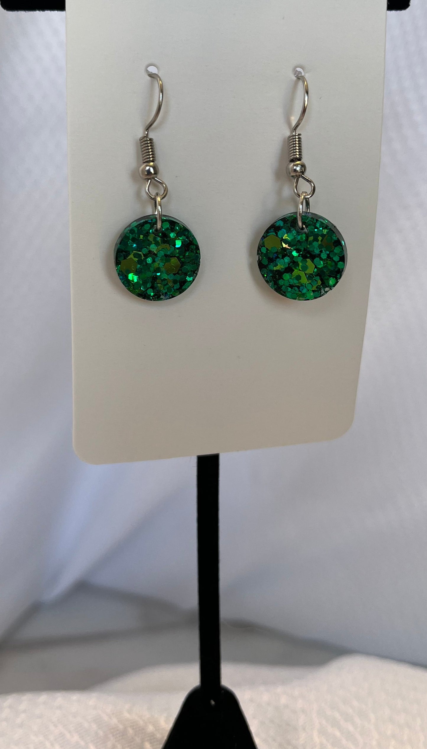 Small Circle Earrings Light and Dark Green