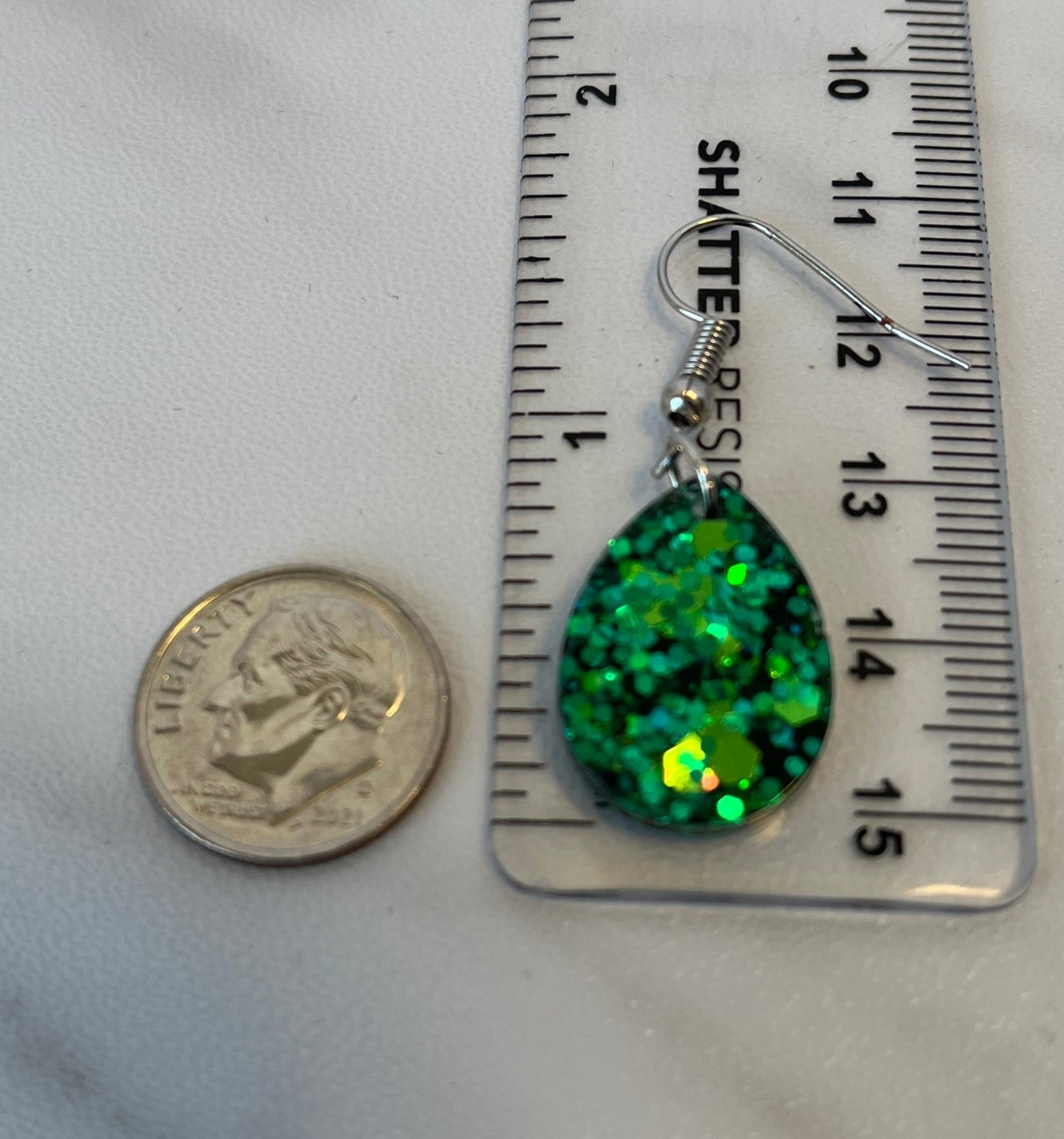Small Teardrop Earrings Light and Dark Green