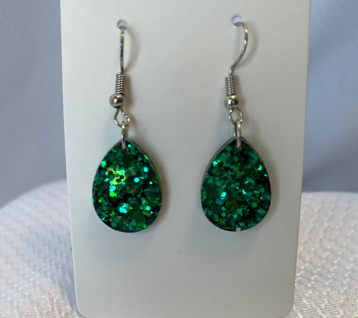 Small Teardrop Earrings Light and Dark Green