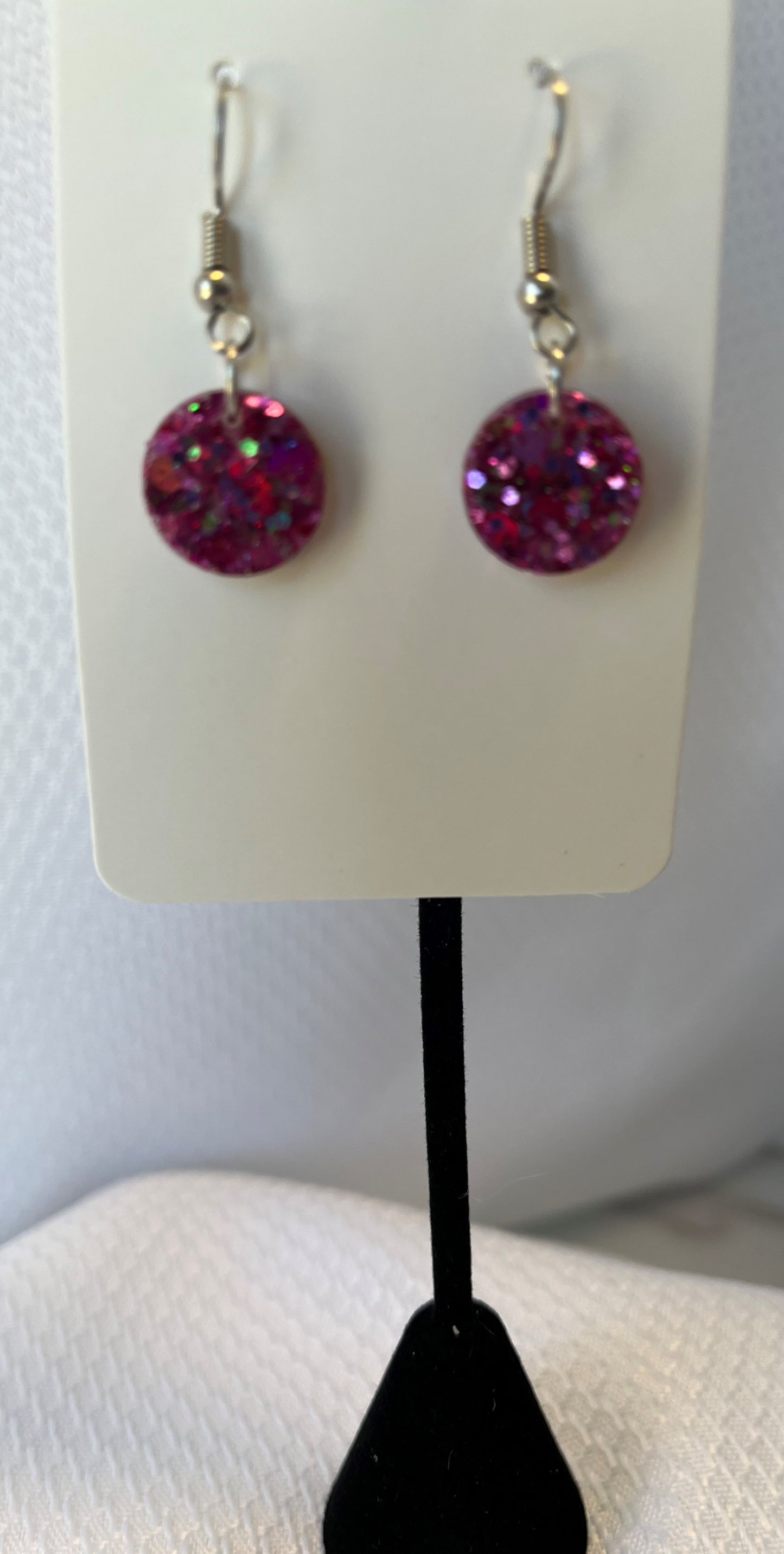 Small Circle Earrings Pink Holographic
