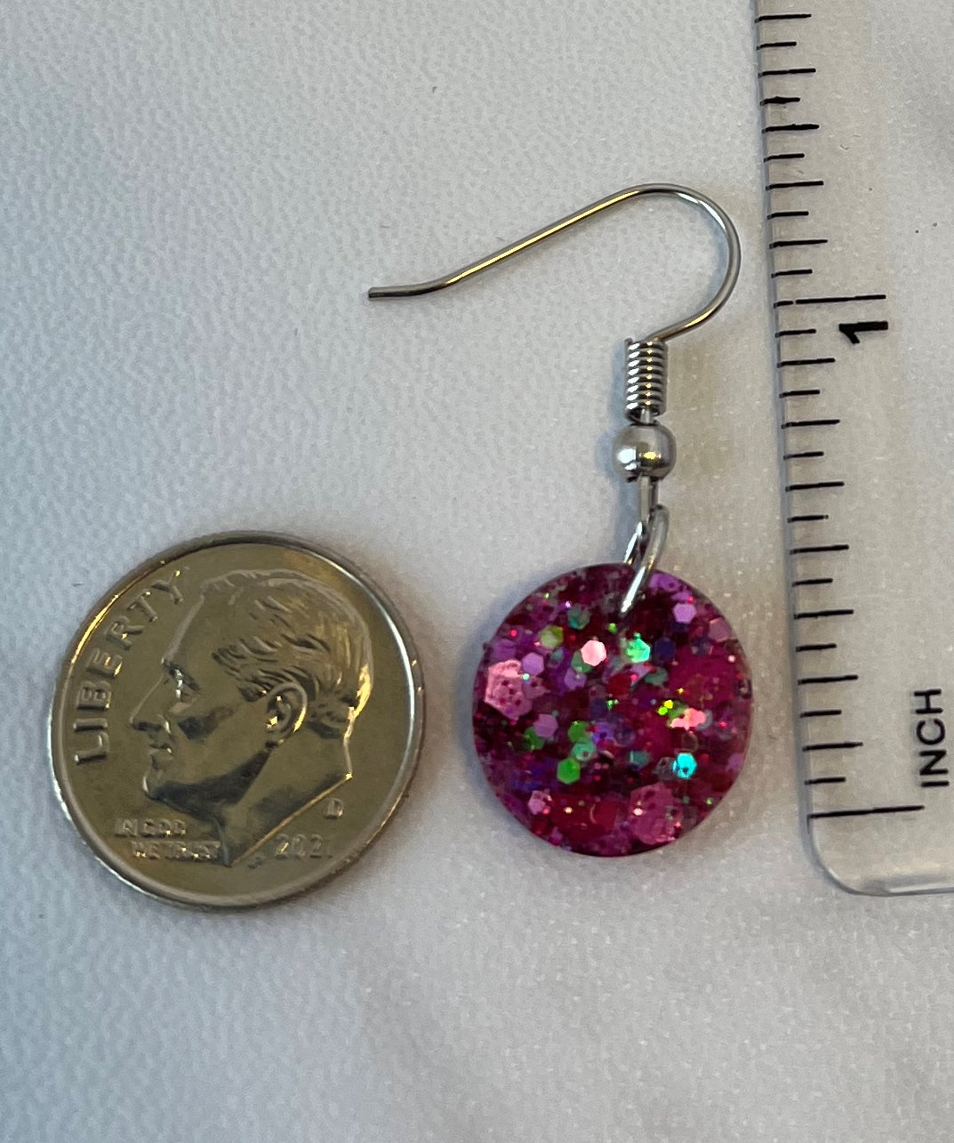Small Circle Earrings Pink Holographic