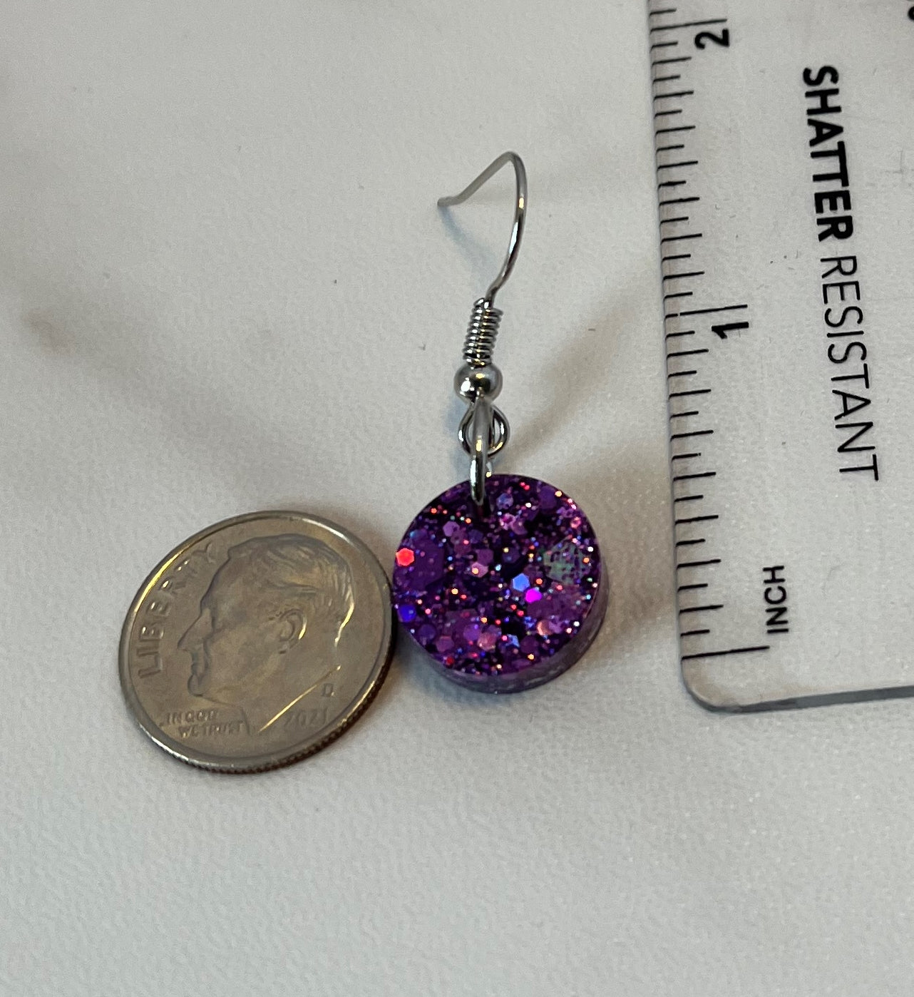 Small Circle Earrings Purple Holographic