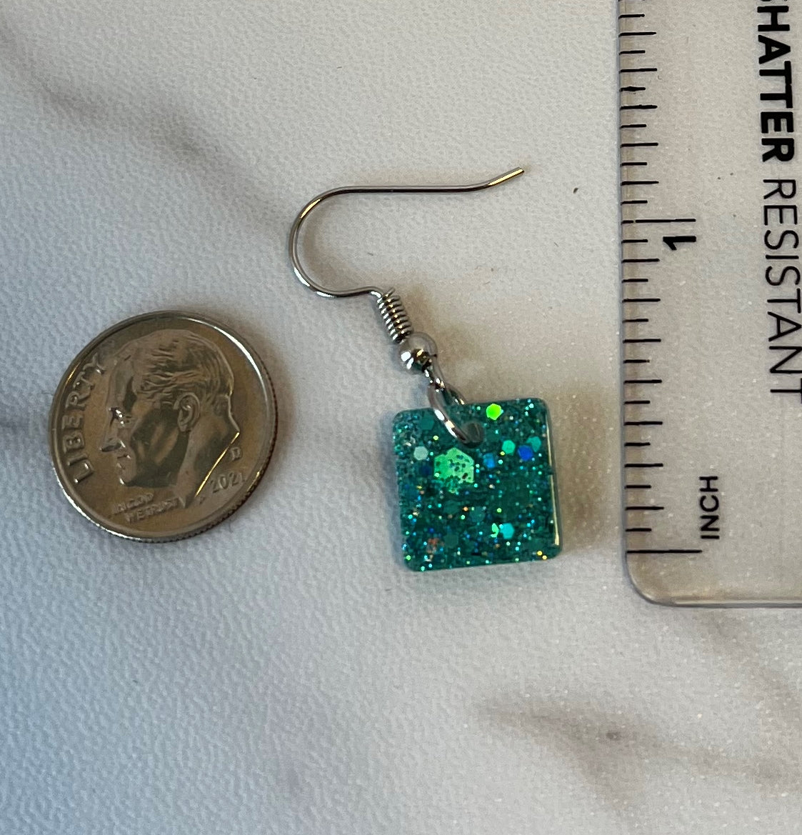 Small Square Earrings Teal