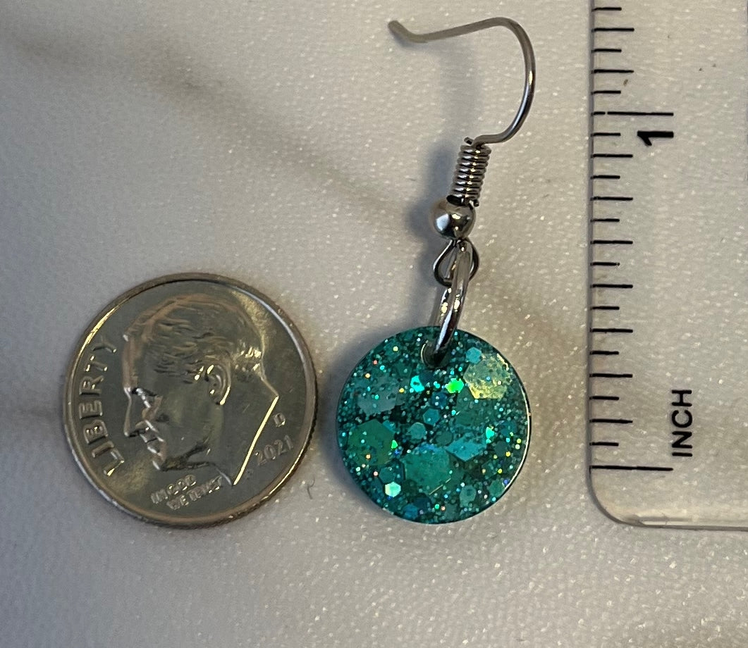 Small Circle Earrings Teal