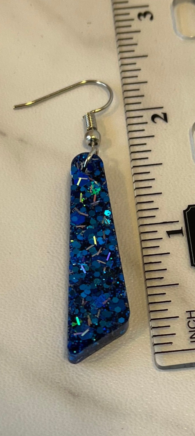 Medium Dangle Earrings Royal Blue w/ Silver