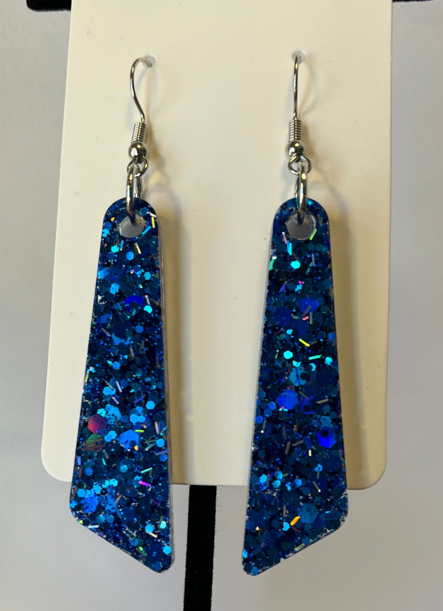 Large Dangle Earrings Royal Blue w/ Silver