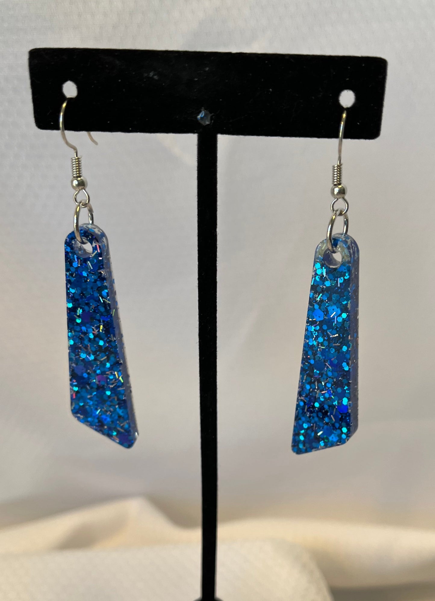 Large Dangle Earrings Royal Blue w/ Silver