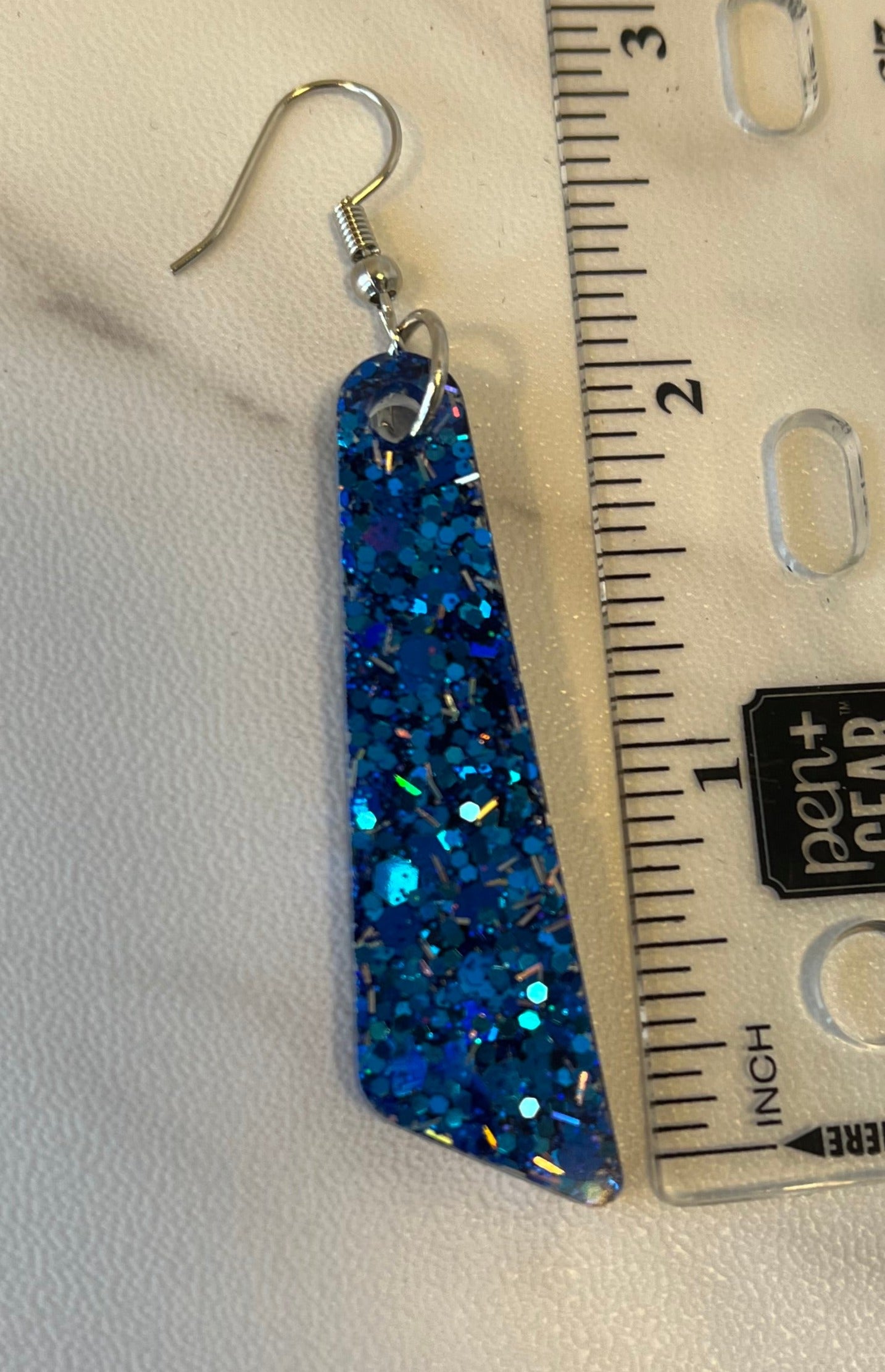 Large Dangle Earrings Royal Blue w/ Silver