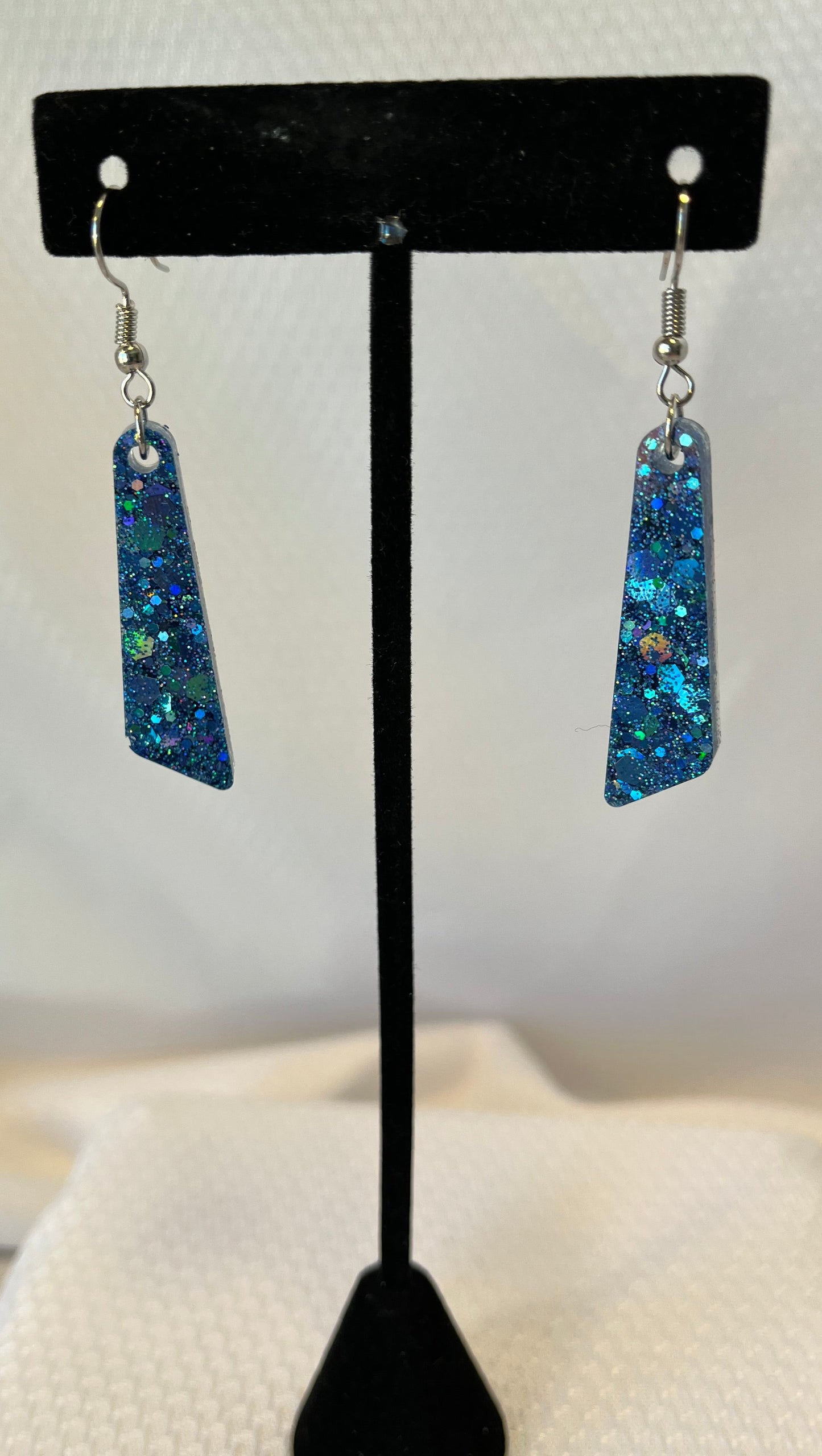 Medium Dangle Earrings Blue Holographic