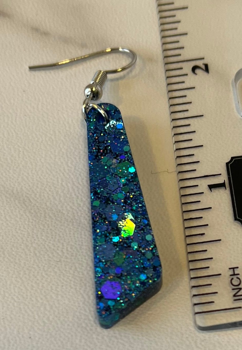 Medium Dangle Earrings Blue Holographic