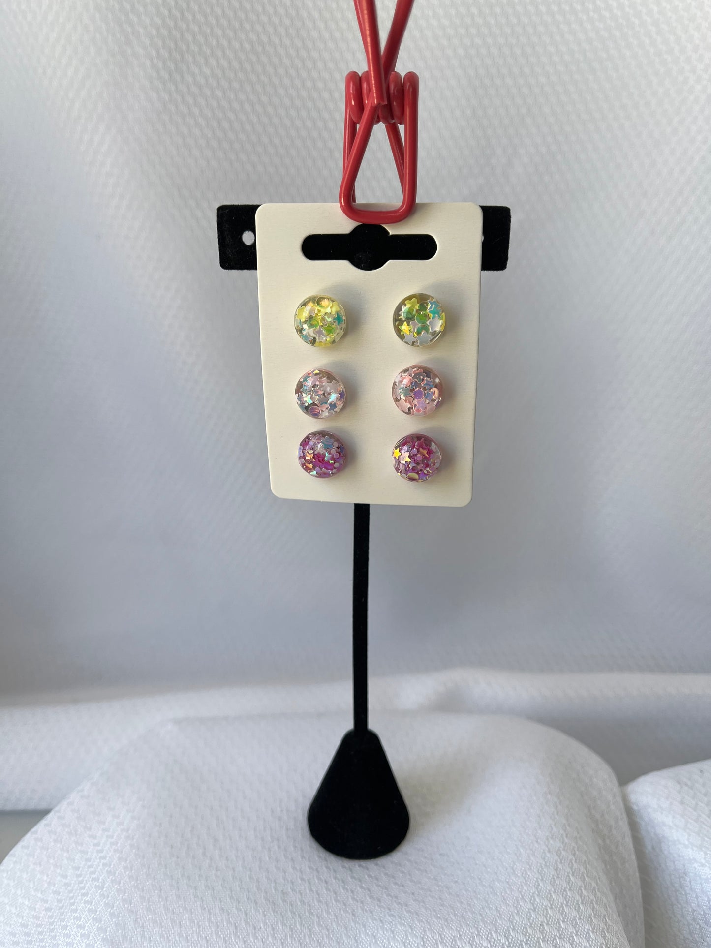 Three pair pack, yellow, light pink, and dark pink