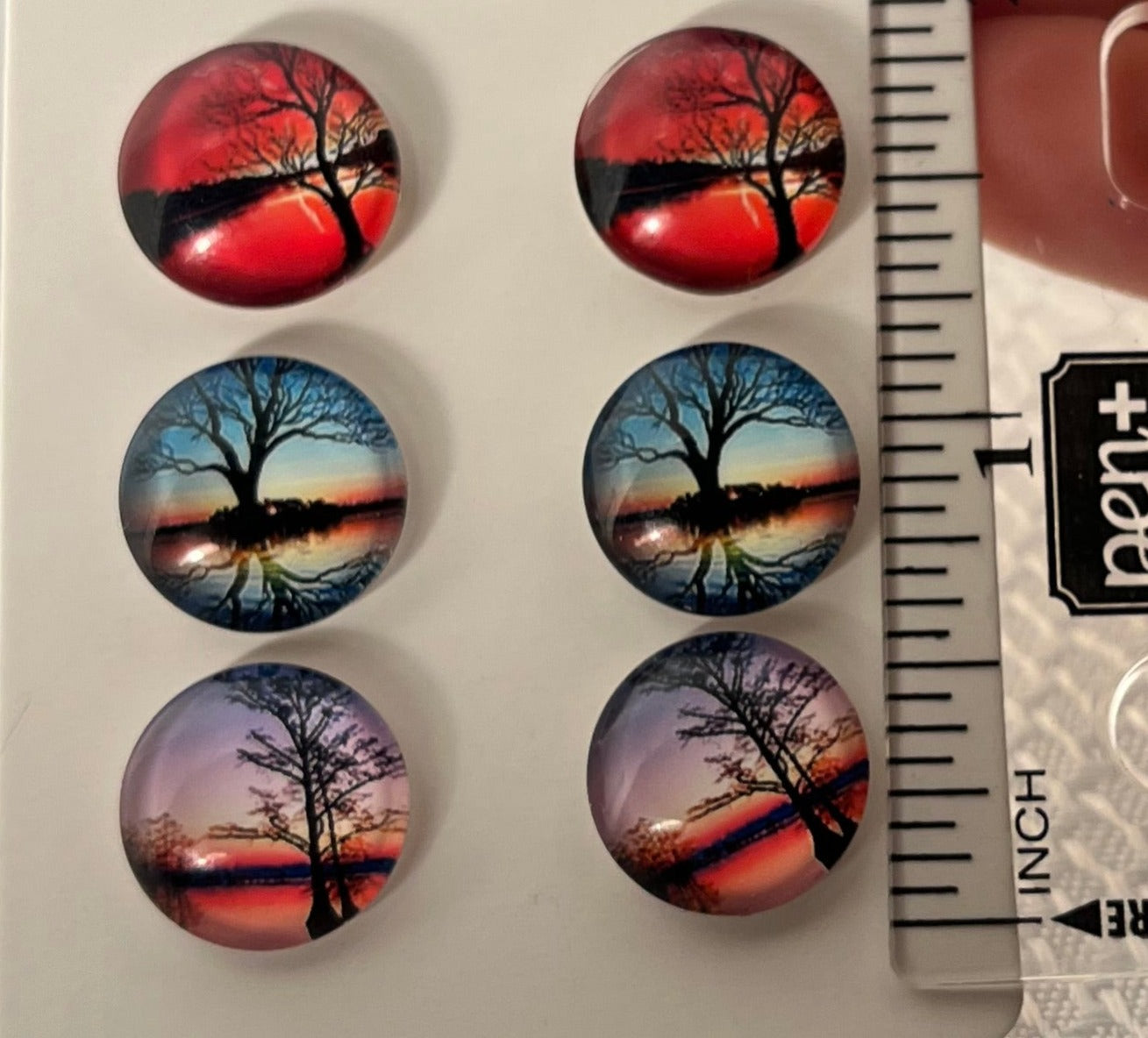 Three pair pack, red trees, blue sunset trees, pink sunset trees