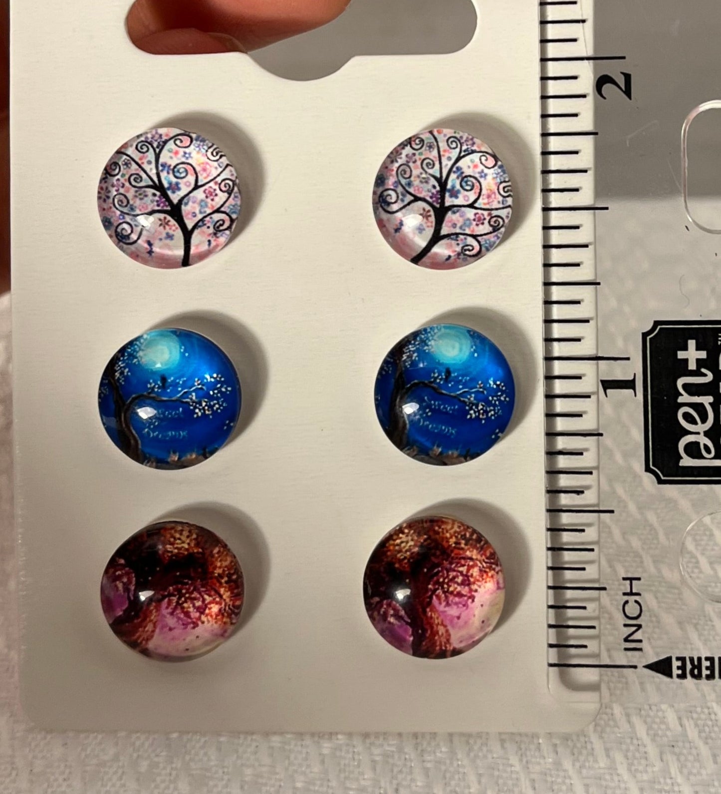 Three pair pack, light pink trees, blue trees, pink trees