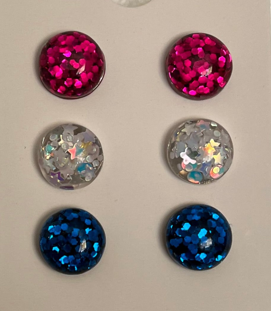 Three pair pack, Pink, White, and Royal Blue
