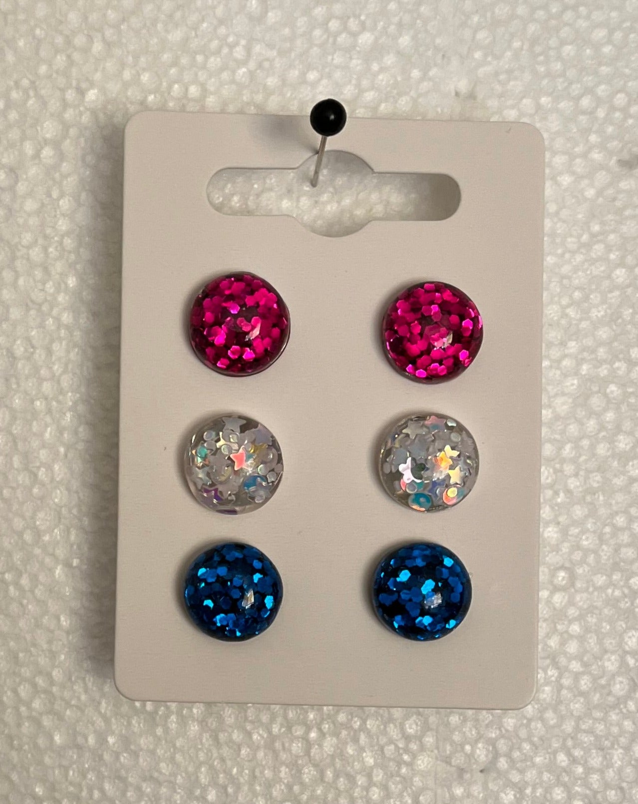 Three pair pack, Pink, White, and Royal Blue