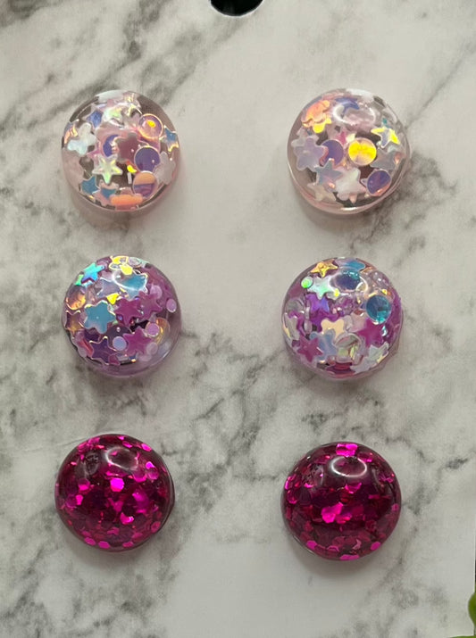 3 Pair Pink glitter set