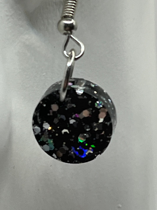 Small Circles Black with Silver Glitter