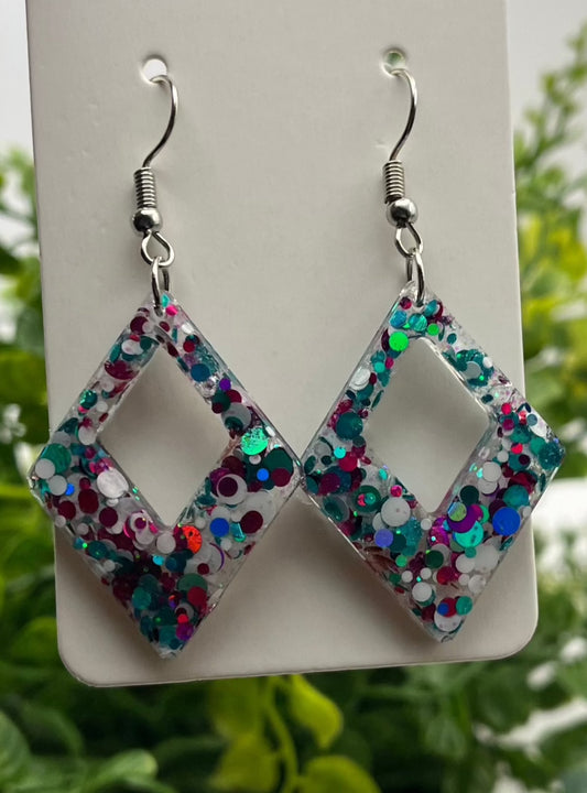 Medium diamonds white, pink, and teal