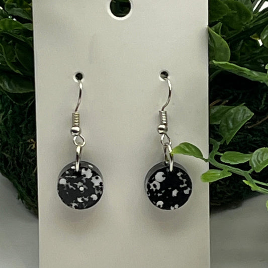 Small Circles Black with White Glitter