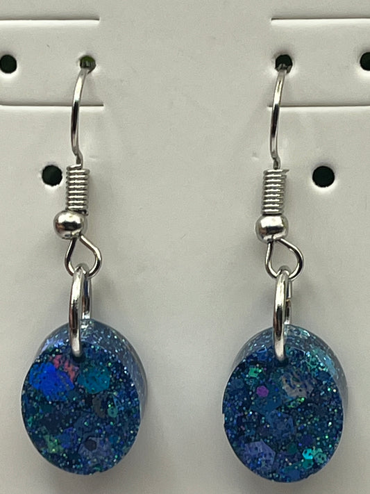 Small Ovals Blue with Chunky Glitter