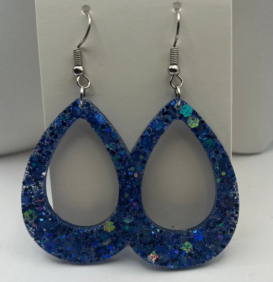 Medium Teardrops Blue Chunky Glitter