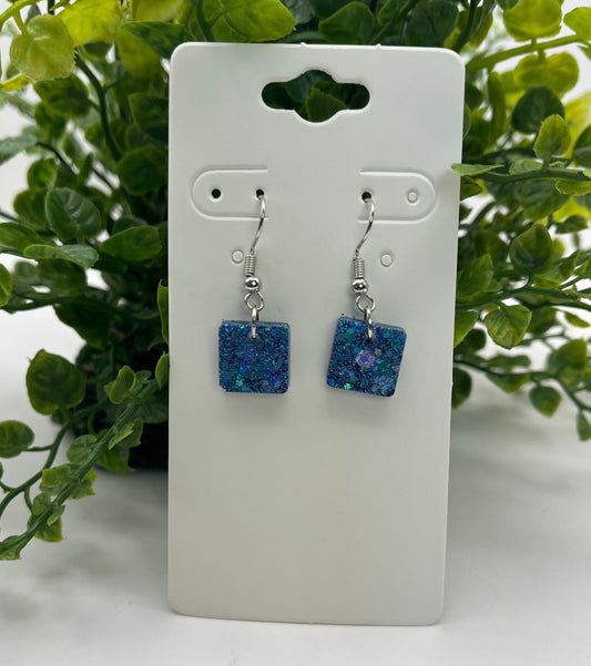 Small Squares Blue Holographic