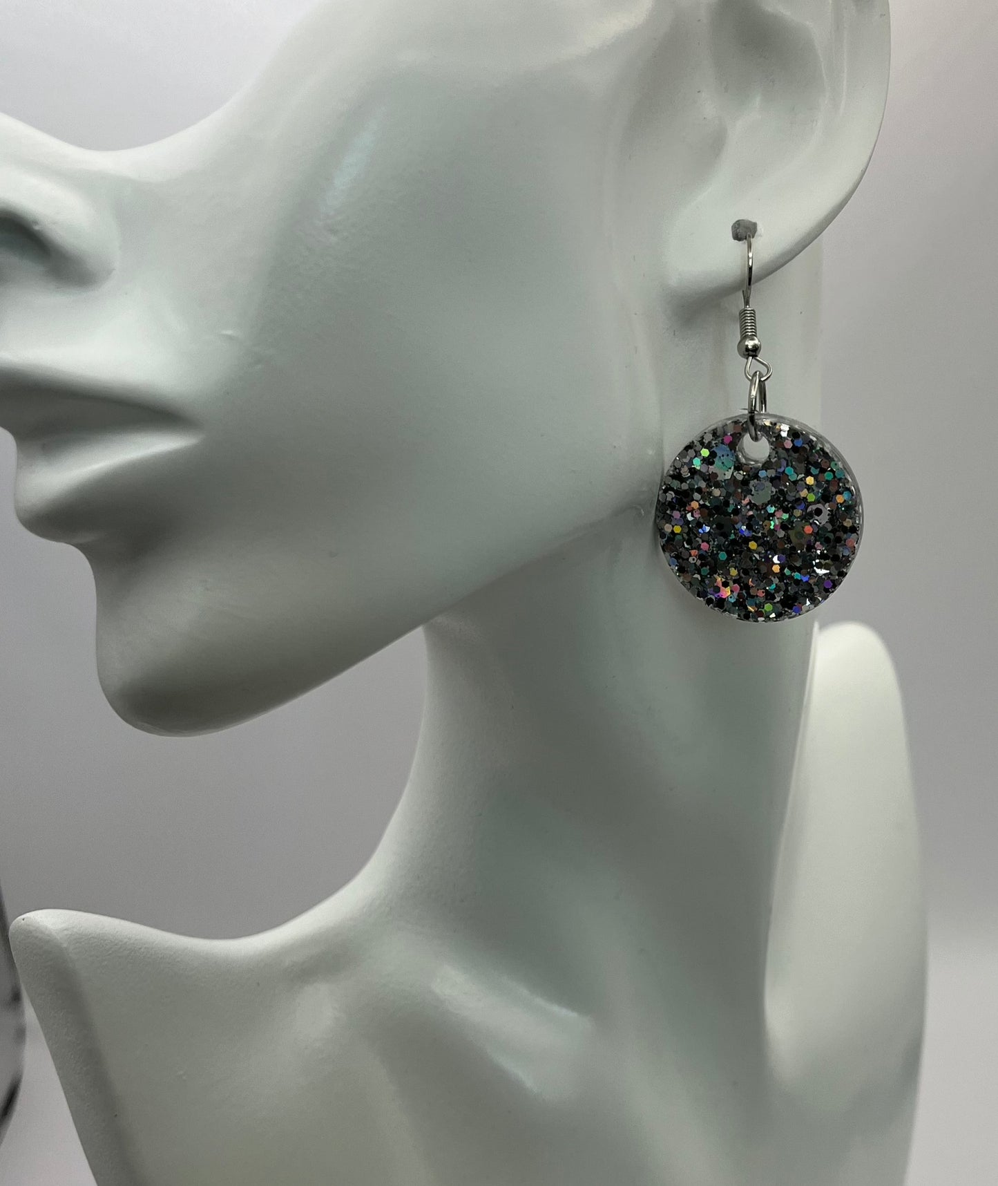 Medium Circles Sparkly Silver
