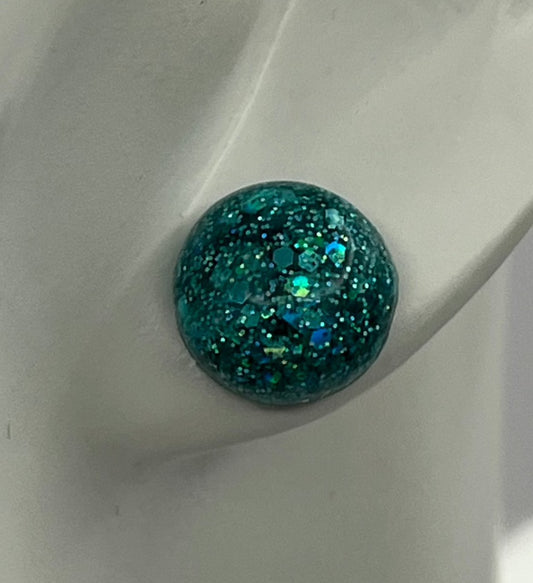 Single Pair Teal Holographic Studs