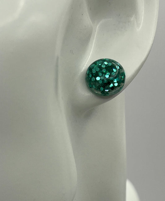 Single Pair Greenish Teal Studs